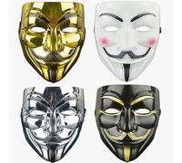 Atsmoce® 4 Pcs Halloween Masque, Hacker Mask, Masque Anonymous, V pour Vendetta Guy Masque, Accessoires de Halloween, Cosplay, Fête, Karneval, Unisex