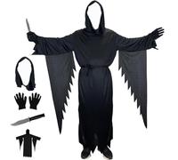 Atsmoce Costume d'Halloween Scream effrayant Déguisement Scream de film effrayant avec masque, gants, poignard en plastique, pour enfant et adulte (L)