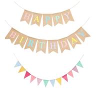 ATSNOSH Decoration Anniversaire Bannière, Guirlande Happy Birthday, Bunting de Partie Drapeau, Banderole Joyeux Anniversaire pour Fille Garcon, Fête d'anniversaire Décoration de Jardin