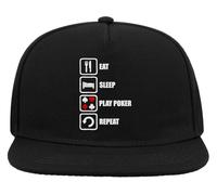 Atspauda Eat Sleep Play Poker Repeat Slogan 5 panneaux Snapback Visière plate Casquette de baseball Noir, Noir , Taille unique