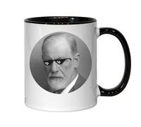 Atspauda Sigmund Freud Thug Life Meme Glasses Tasse à café en céramique Noir