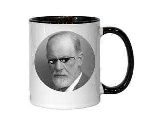 Atspauda Sigmund Freud Thug Life Meme Glasses Tasse à café en céramique Noir