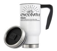 Atspauda Tasse à café de voyage thermique humoristique Cycopath A Person Suffering from Chronic Bike Riding 480 ml Blanc