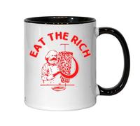 Atspauda Tasse à thé ou café en céramique noire avec inscription « Eat The Rich Karl Marx »