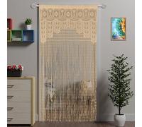 Atsweetlife Rideau à ficelles en Dentelle macramé pour Porte, fenêtre, Mur, Placard, Chambre à Coucher, Cuisine, séparateur de pièce de Style Hippie (Champange, 99 x 200 cm)