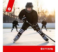 ATTABO Frazer II Patins de Hockey sur Glace pour Enfants - Réglable Noir - Patin en Acier Inoxydable Robuste Tige Rigide, Micro Boucle & Powerstrap, Rembourrage Chaud pour Garçons et Filles Noir