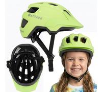 ATTABO Khola - Casque de vélo pour Enfant - 51 à 55 cm - Léger - in-Mold - avec Coque en PC et EPS - 250 g - 15 aérations - Visière - pour Ville et Terrain - Vert