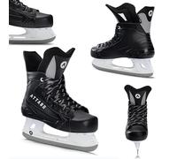 ATTABO Patin a Glace Hockey pour Hommes Taille 44 EU Patin Hockey avec Construction en Mousse Patins de Hockey sur Glace Confortable Doublure Chaude Patin à Glace avec Lame en Acier Inoxydable