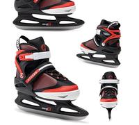 ATTABO Patins à Glace pour Enfants avec Ajustement 5 Taille de 26-31 EU | Chauds, Confortables, pour Apprendre à Rouler, Lame de Hockey en Acier Inoxydable | Noir/Rouge