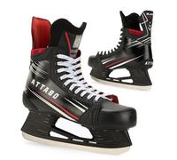 ATTABO Patins de Hockey pour Homme Blade Couleur Noir Taille 43 UE Lame Durable en Acier Inoxydable Stables Support de la Cheville Fermeture à Lacets Confortables et Endurants