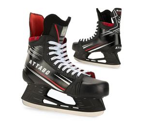 ATTABO Patins de Hockey pour Homme Blade Couleur Noir Taille 44 UE Lame Durable en Acier Inoxydable Stables Support de la Cheville Fermeture à Lacets Confortables et Endurants