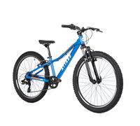 ATTABO Vélo VTT Enfant JR Cadre Aluminium 12" Bleu Vélo VTT Enfant 24" Roues avec Accessoires Guidon Ergonomique V-Brake Selle Réglable Dérailleur 8 Vitesses