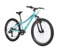 ATTABO Vélo VTT Enfant JR Cadre Aluminium 12" Turquoise Vélo VTT Enfant 24" Roues avec Accessoires Guidon Ergonomique V-Brake Selle Réglable Dérailleur 8 Vitesses
