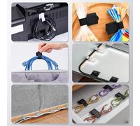 attache cable adhesif organisateur de cable clips cables 100Pcs cable management bureau clip cable adhesif cable organizer s pour TV PC ordinateur portable Ethernet bureau(Noir)