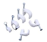 Attache-CâBle Avec Clou 100 pièces Clips de câble ronds 3/4/5/6/7/8/9/10 Mm en forme C gestion Nylon clous acier au carbone ligne cordon cravate cercle fil support mural(Diameter 6mm-100pcs)