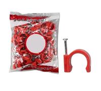 Attache-CâBle Avec Clou Colliers de serrage en PVC for électricien, 48 pièces, 16/20MM, cercle, crochet Support Tube, clous acier et Nylon, Clips câble ligne, fixe mural(16mm red)