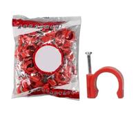 Attache-CâBle Avec Clou Colliers de serrage en PVC for électricien, 48 pièces, 16/20MM, cercle, crochet Support Tube, clous acier et Nylon, Clips câble ligne, fixe mural(20mm red)