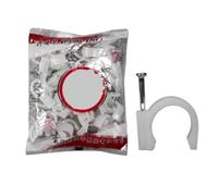 Attache-CâBle Avec Clou Colliers de serrage en PVC for électricien, 48 pièces, 16/20MM, cercle, crochet Support Tube, clous acier et Nylon, Clips câble ligne, fixe mural(20mm white)