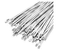 Attache Cable Colliers de serrage en acier inoxydable, attaches métalliques zippées for échappement, anneau fixation autobloquant multi-usages et robuste(4.6x200mm,60PCS)