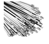 Attache-CâBle En Acier Inoxydable Attaches de câble en acier inoxydable, noir et argent, revêtement métallique, autobloquant, organisateur Pour Enroulement D'échappement(Silver- 4.6x300mm,40PCS)