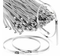 Attache Cable Inox,50 Pièces Collier de Serrage Inox,Attaches de Câble en Inox 300 x 4,6 mm,Serre Cable Inox Autobloquante pour Enroulement D'échappement, Câbles Groupés,Entretenir les Clôtures (50)