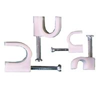 Attache Cable - Range Cable - Fixation Cable électrique - Clips Cable - Serre Cable - Cavalier Cable - Attache-câble avec Clou Acier -Boite De 200 Attaches Diam. 4-6-8-10 Blanc