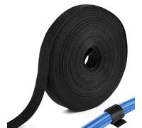 Attache Cable Reutilisables Nylon 15m x 10mm, Attache Câble Scratch Serre Cable Sangle Scratch Câble Facile à Couper Rouleau Scratchs pour Ranger et Organiser Tous Les Câbles(Noir)