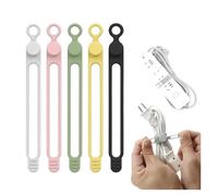 attache cable Serre-câbles en silicone, organiseur de câbles, serre-câbles, réutilisable, voyage, joli élastique, serre-fils(Multicolor A 5pcs)