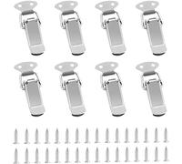 Attache Capot - 8 Pièces Fermeture à Levier Loquet à Ressort 56mm Loquet a Bascule en Acier Inoxydable avec 32 Vis - Fermoir de Tension pour Coffret Boîte Tiroir Armoire - Argent