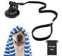 Attache de Bain pour Chien avec Ventouse Lourde, Laisse en Nylon Souple avec Collier réglable pour Animal Domestique, Chien, Chat, Douche et toilettage, Rouge