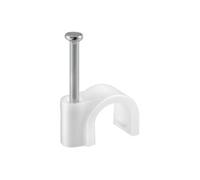 goobay 17077 Serre-câbles, jeu de 100 / Support de câbles pour fixation de câbles jusqu'à 5mm de diamètre / Serre-câbles avec clou pour mur, coins et montage en saillie / 100 pièces / blanc