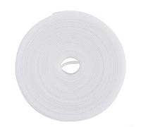 Attache de câble blanche réutilisable de 5 m x 12 cm pour la maison, le bureau, l'électronique, l'enrouleur de cordon en polyester en noir et gris (blanc)