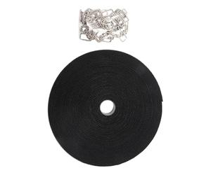 Attache de câble solide et automatique de 10 m de long - 50 attaches métalliques - Longue sangle de service pour la maison et l'extérieur - Attache de câble réglable avec clip en métal