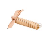 Attache De Cheveux Tressée À Bulles Minimaliste, 5 Pièces, Conception De Cordon Téléphonique De Style Droit Avec Nœud, Adaptée Au Tressage Et Aux Chignons(Khaki)
