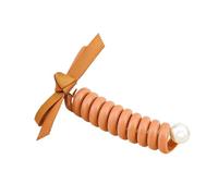Attache De Cheveux Tressée À Bulles Minimaliste, 5 Pièces, Conception De Cordon Téléphonique De Style Droit Avec Nœud, Adaptée Au Tressage Et Aux Chignons(Tangerine yellow)