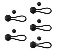 Attache de cordon élastique avec bouton - Boucle en caoutchouc nylon - Tension élastique pour tente, corde d'ancrage, camping-car, bateau, toile, yacht, terrasse, remorque (noir)
