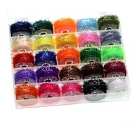 Attache de mouche pour cristal pour ligne flash, matériaux de pêche à la mouche irisés double face pour la fabrication de leurres, 25 couleurs dans une boîte de rangement pour mouches de truite pour