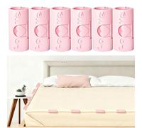 Attache Drap Housse Lot de 6, Réglable Élastique Tendeur Drap Housse, Pinces Multifonctionnelle pour Fixation Bloque Drap Housse, Serviettes Vêtements Clips Fermer Sacs de Collation, Rose