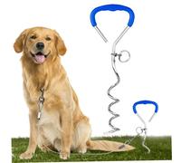 Attache pour Chien, Piquet d'attache pour Chien, 16 piquets en Spirale, 9 mm, en Acier Robuste avec Anneau de Fixation Rotatif, Laisse Ergonomique pour Le Camping au Sol