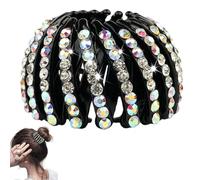 Attache pour Queue de Cheval Strass Nid d'Oiseau - Pinces à cheveux extensibles en forme de nid d'oiseau | Boucles de cheveux rétractables extensibles doubles rangées pince à cheveux nid d'oiseau clai