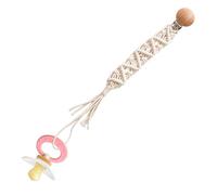 Attache-sucette,attache-sucette - Clips Paci faits à la main Boho,Clip de sucette en corde de coton fait à la main pour tout-petits, filles, Boho en bois, pour fixation de bouteille de lait