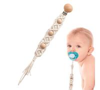 Attache-sucette,attaches-sucettes - Clip Paci tressé Boho | Corde en bois et en coton, support flexible tressé Boho Paci Clip pour filles, garçons, tout-petits