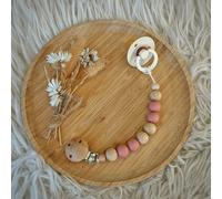 Attache sucette en bois Moon vieux rose