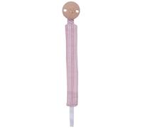 Attache-sucette en gaze de coton rayé vieux rose