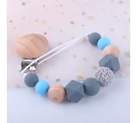 Attache-Sucette En Perles De Bois Et Silicone Pour Bébé,Porte-Tétine Pour Nourrissons,Tewindsor #J