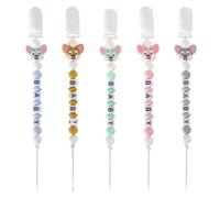 Attache Sucette En Silicone Avec Nom Personnalisé Pour Bébé,Chaîne Avec Perles De Dentition Et Clips, Idéal Comme Cadeau Prénatal Ou D'anniversaire, Mamelons,