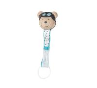 Attache-tétine bébé en coton ours - lazare bleu TU