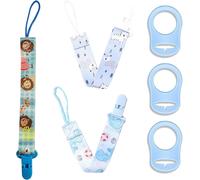 Attache Sucette Pour Bebe,3 Pcs Porte Tetine Bebe Accroche Tetine Avec 5 Pcs Anneau Silicone,Pacifier Clip Chain,Attache Sucette Multicolore,Attache Sucette Chaîne En Tissu Pour Bébé,Filles