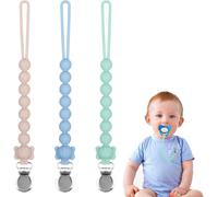 Attache Sucette Silicone,3pcs Attache Sucette Avec Pince Attache Tetine Pour Bébé Pour Fixer Tétine Aux Vêtements De Bébé Pour Cadeau De Douche De Bébé