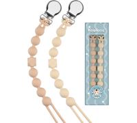 Attache Sucette Silicone Soothie Tétine Clips Porte Accroche Chaîne Pour Garçons Et Filles Douche De Bébé 2pcs(Beige,Avoine)